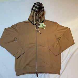 Burberry Camel Hoodie with Checkered Detail